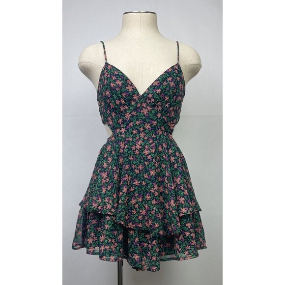 mahina Pants - Floral Romper Shorts Womens Size XS Mahina Hawaii Floral Print Chiffon Backless